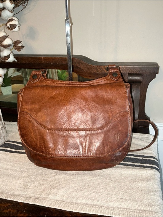 Frye Handbags - Frye Melissa Leather Saddle Bag Crossbody Shoulder Bag Cognac Brown Retail $378